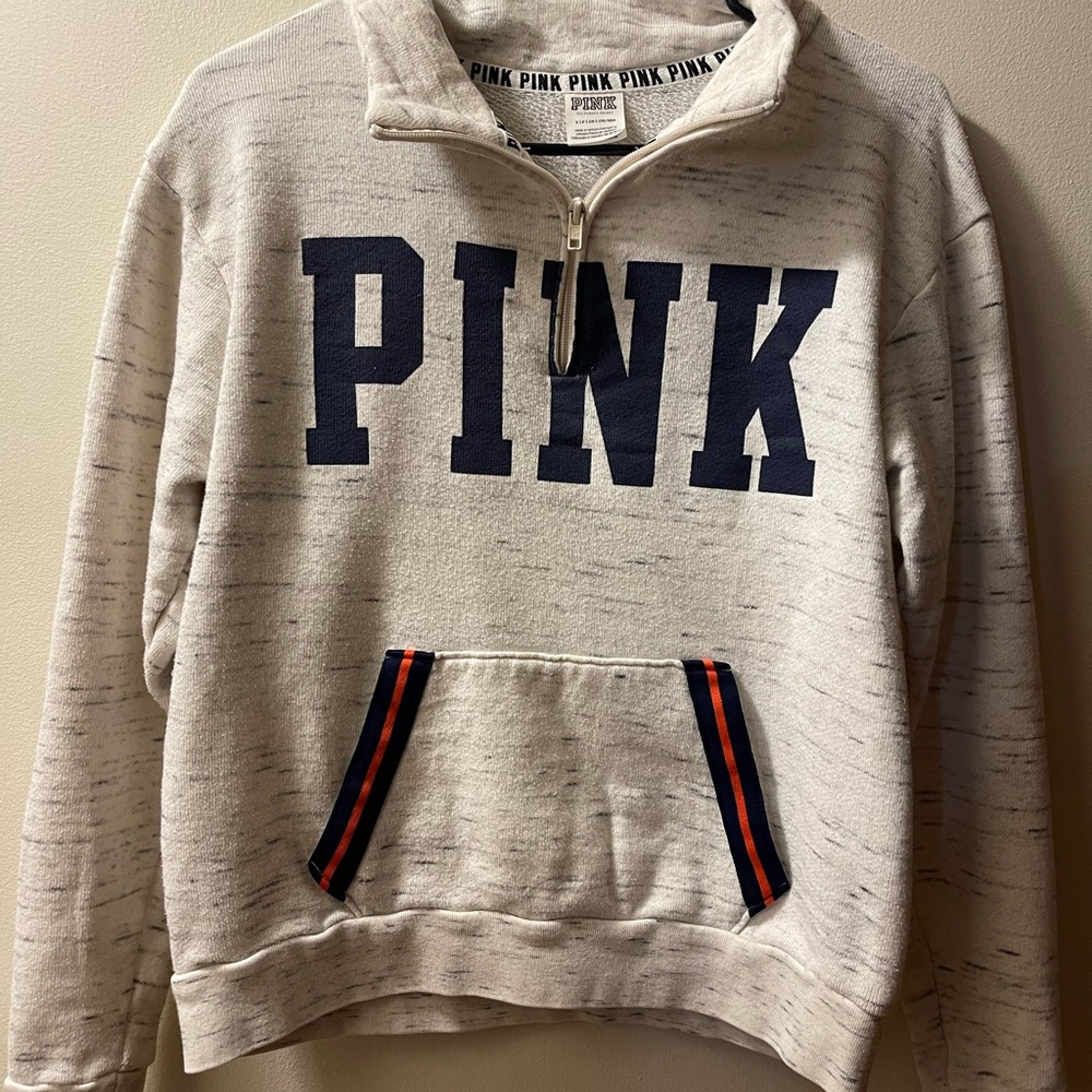 PINK Victoria's Secret Cream Sweatshirt with Navy Accents